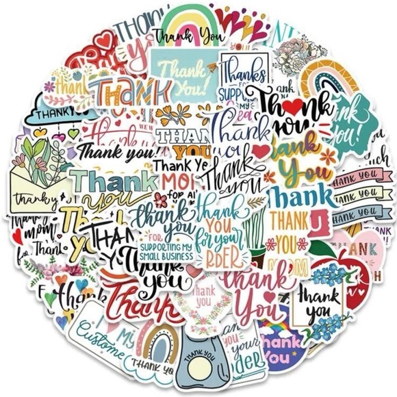 💐 50 Rare Assorted “Thank You” Stickers 💐 - Picture 8 of 9